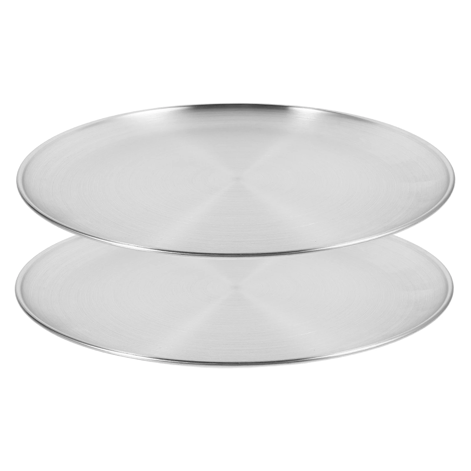 

2 Pcs Pizza Plate Accessories Oven Pan Cake Non-stick Tray Bbq Serving Platter Stainless Steel Food Portion