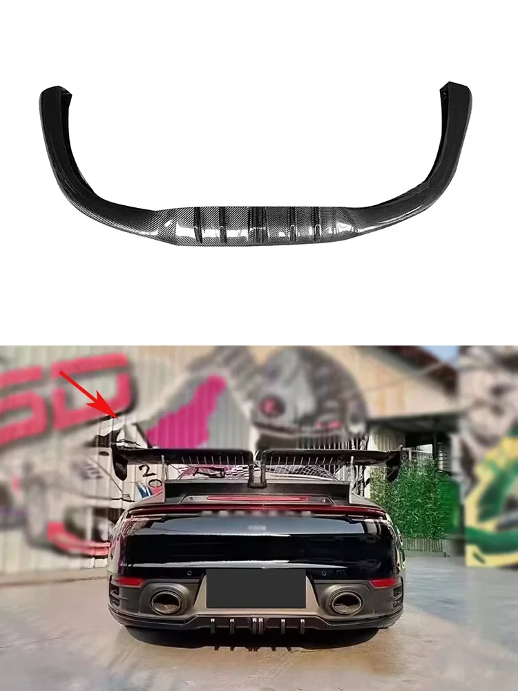 

For Porsche 911 992 2019-2023 Carbon Fiber Car Rear Bumper Lip Diffuser Spoiler Parts Upgrade Body kit T style