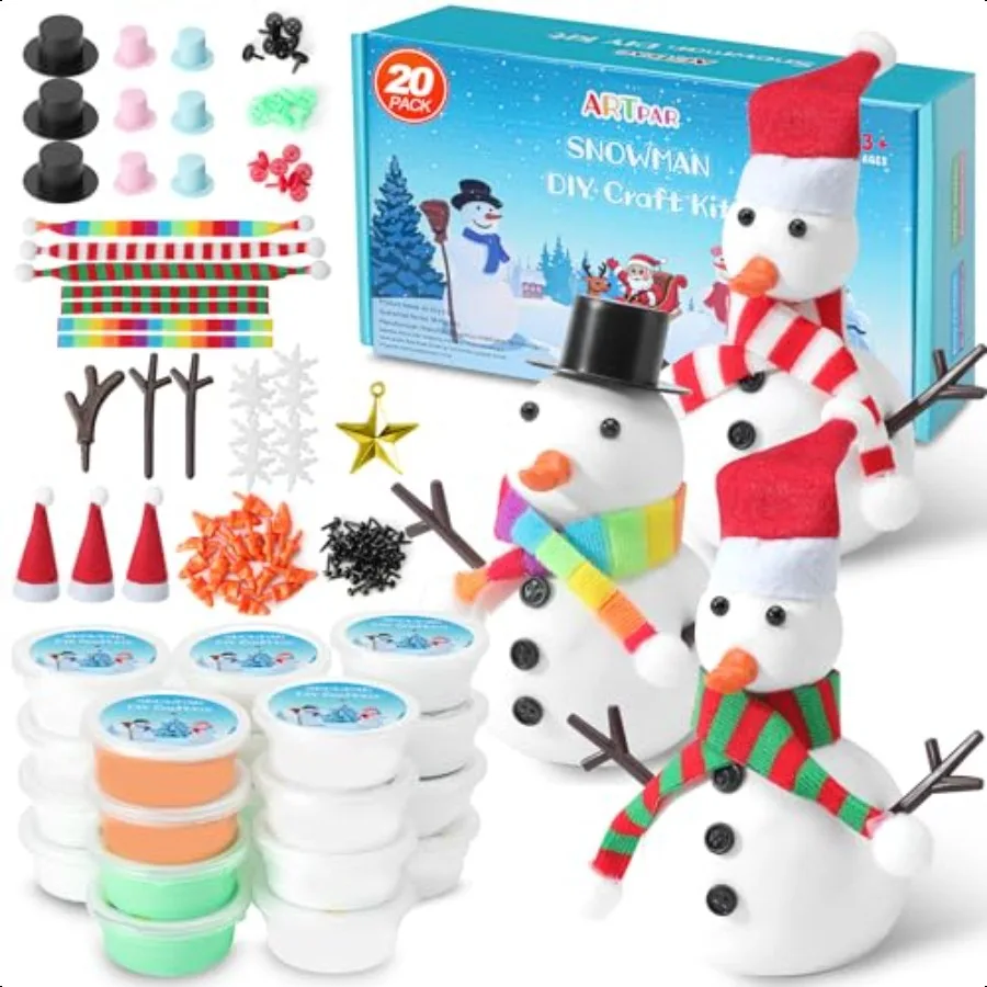 

20 Pack Modeling Clay DIY Snowman KitAir Dry Clay Snowman Crafts for Christmas Stocking Stuffers for Christmas Crafts Xmas Gift