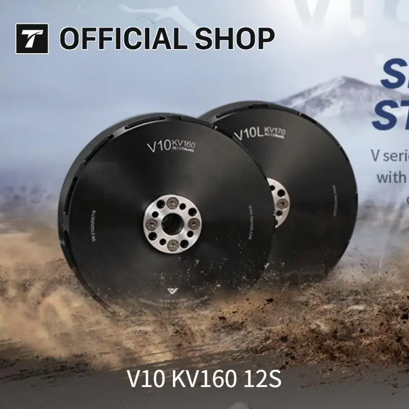 

T-MOTOR V10 KV160 12S Industrial VTOL Motor with 28kg Max Thrust Brushless Motor 120CC For VTOL Multirotor Drone Quadrotor,