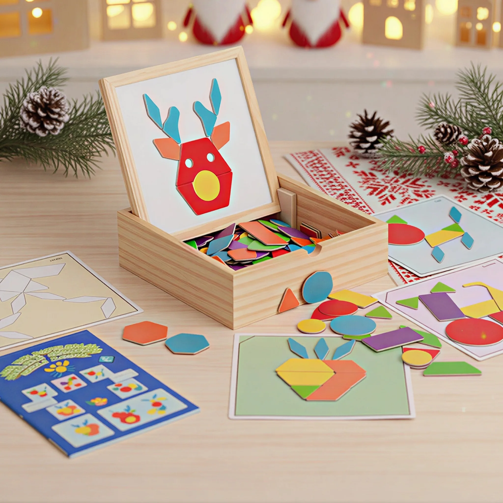 

Wooden Magnetic Building Block Puzzle Set, Versatile Picture Assembly, Shape and Color Recognition, Educational Toys, Suitable as Birthday and Christmas Gifts for Boys and Girls