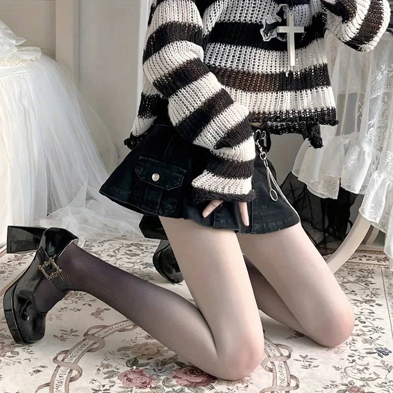 

1/2pairs Sexy High Waist Slim Fit Pantyhose Gradient Color JK Lolita Girl Summer Thin Tight Transparent Female Stockings Hosiery