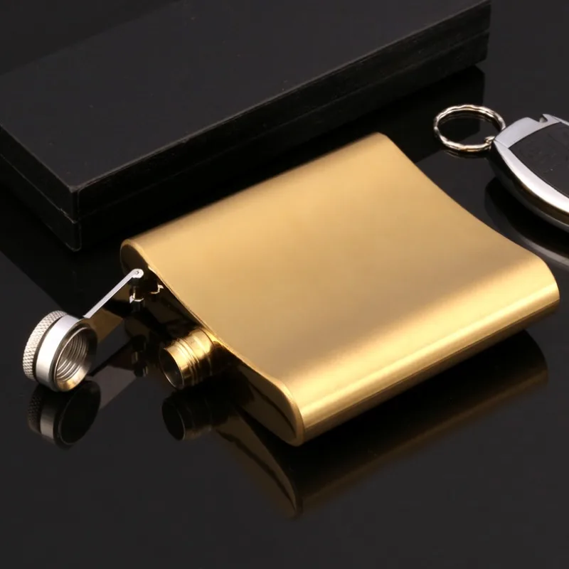 6oz Portable Pocket gold Hip Flask Outdoor Travel Stainless Steel Flask Whiskey Drink Alcohol Flasks Steel Hip Flask Flagon
