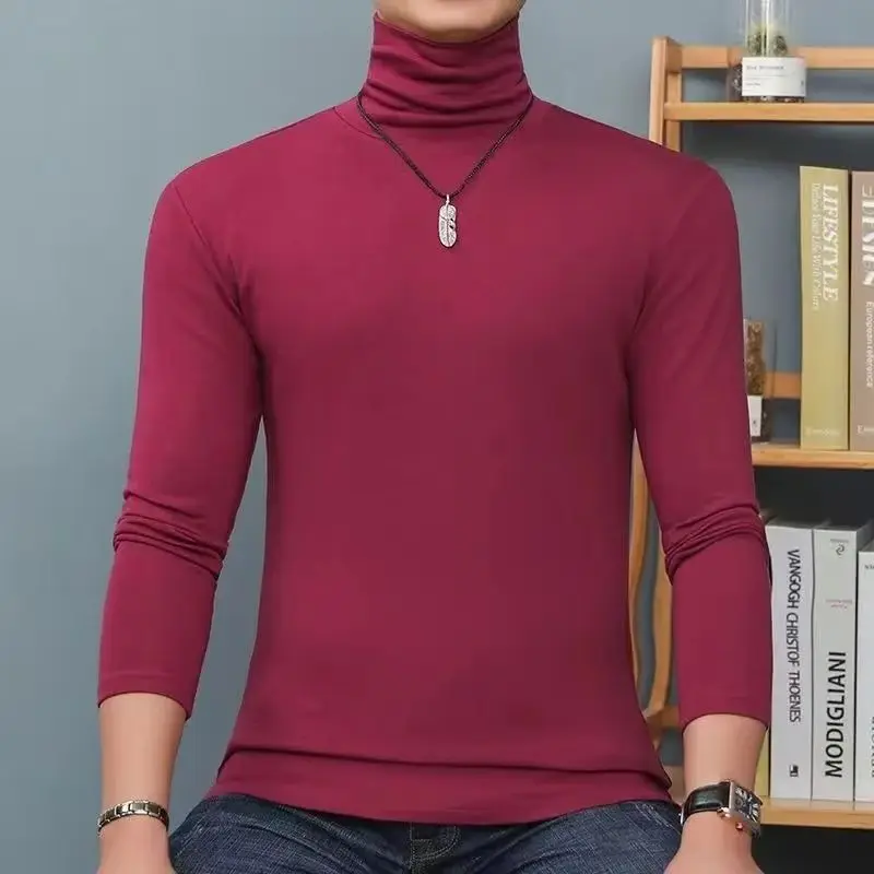 Winter Mens Turtleneck Sweaters Casual Thermal Long Sleeve Slim Fit Pullovers Stretch Basic Tops Sweatshirt Jumper Autumn TShirt