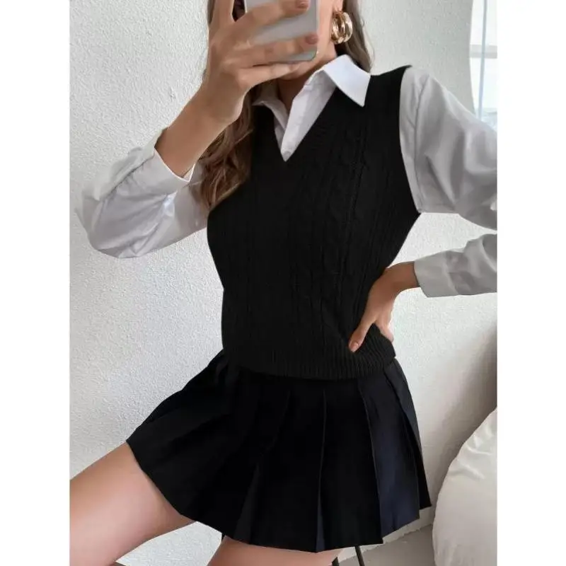 

Knwear Knitted Vest No Ciwalk Coolmax Fiber Women's Collar Nine Sve Length Deformable Easy to Wear Inner Piece