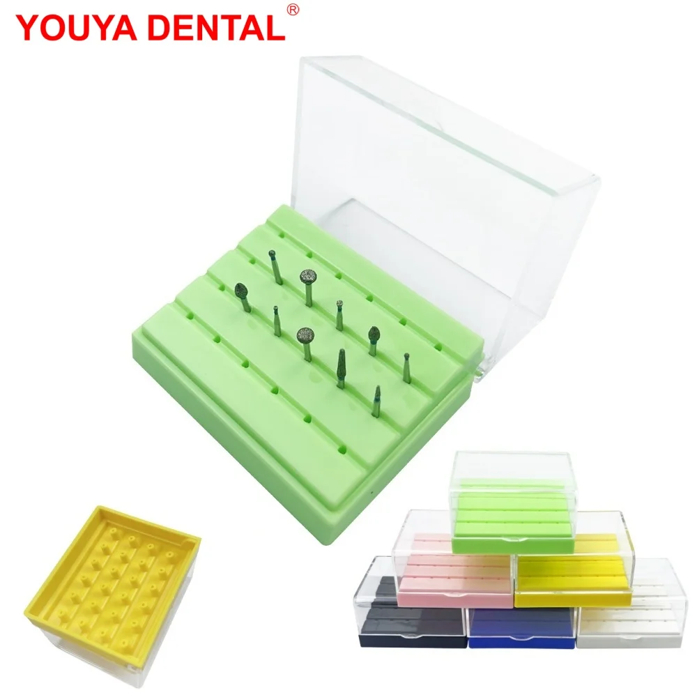 24 Hole Dental Bur Organizer Carbide Diamond Drills Burs Holder Box Block Sterilization Case Dentistry Lab Instruments Container