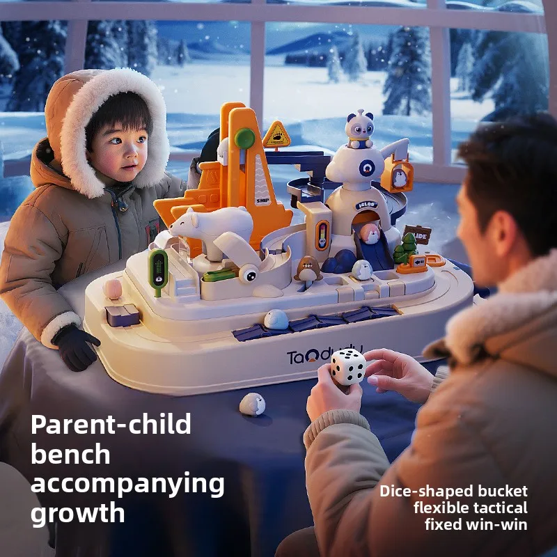 แข่งรถรางรุ่น Racing ของเล่นเพื่อการศึกษาเด็กติดตามรถผจญภัยเกมเกมสมอง Mechanical Interactive รถไฟของเล่น