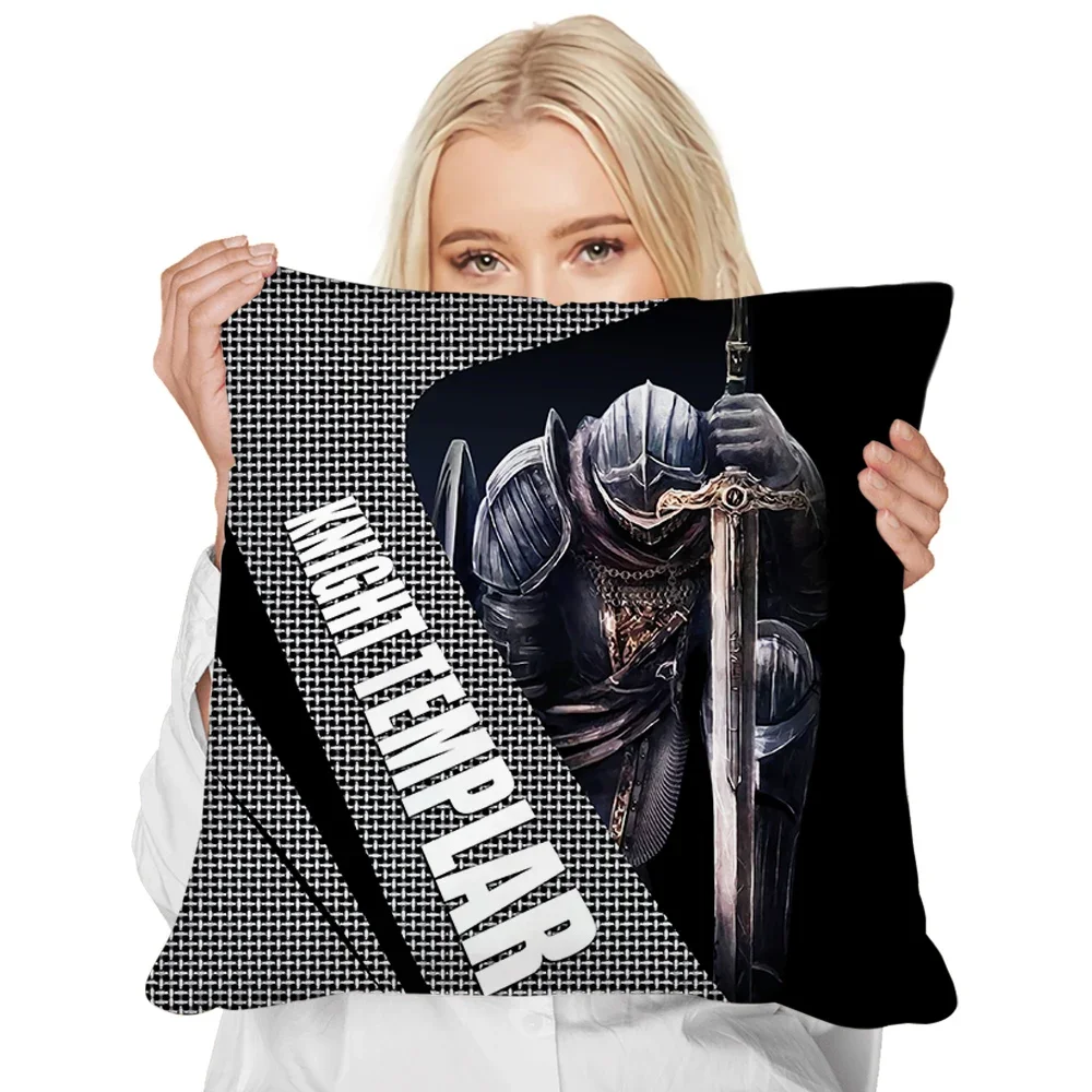 HX Knights Templar Pillow Case Some Angels Called To Battle 3D Printed Cushion Cover Polyester Zip Pillows Home Decor