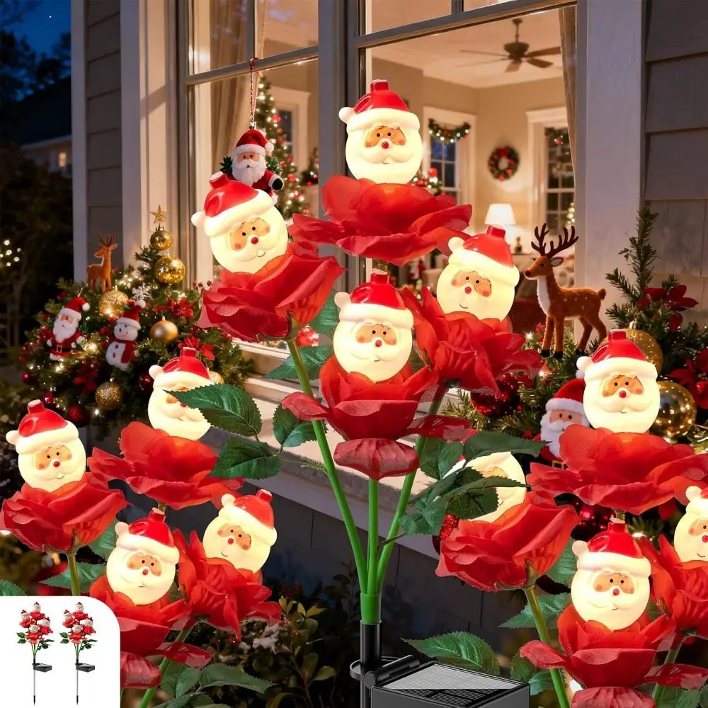 Solar Powered Solar Christmas Lights Waterproof LED Christmas Decorative Lights Rose Design Design Snowman Garden Light