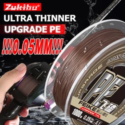 Zukibo feike 0,05mm Micro Fly Line 1000m Geflecht Pe Angelschnur Ultra dünner Japan Material super starke Multi filament Karpfen schnur