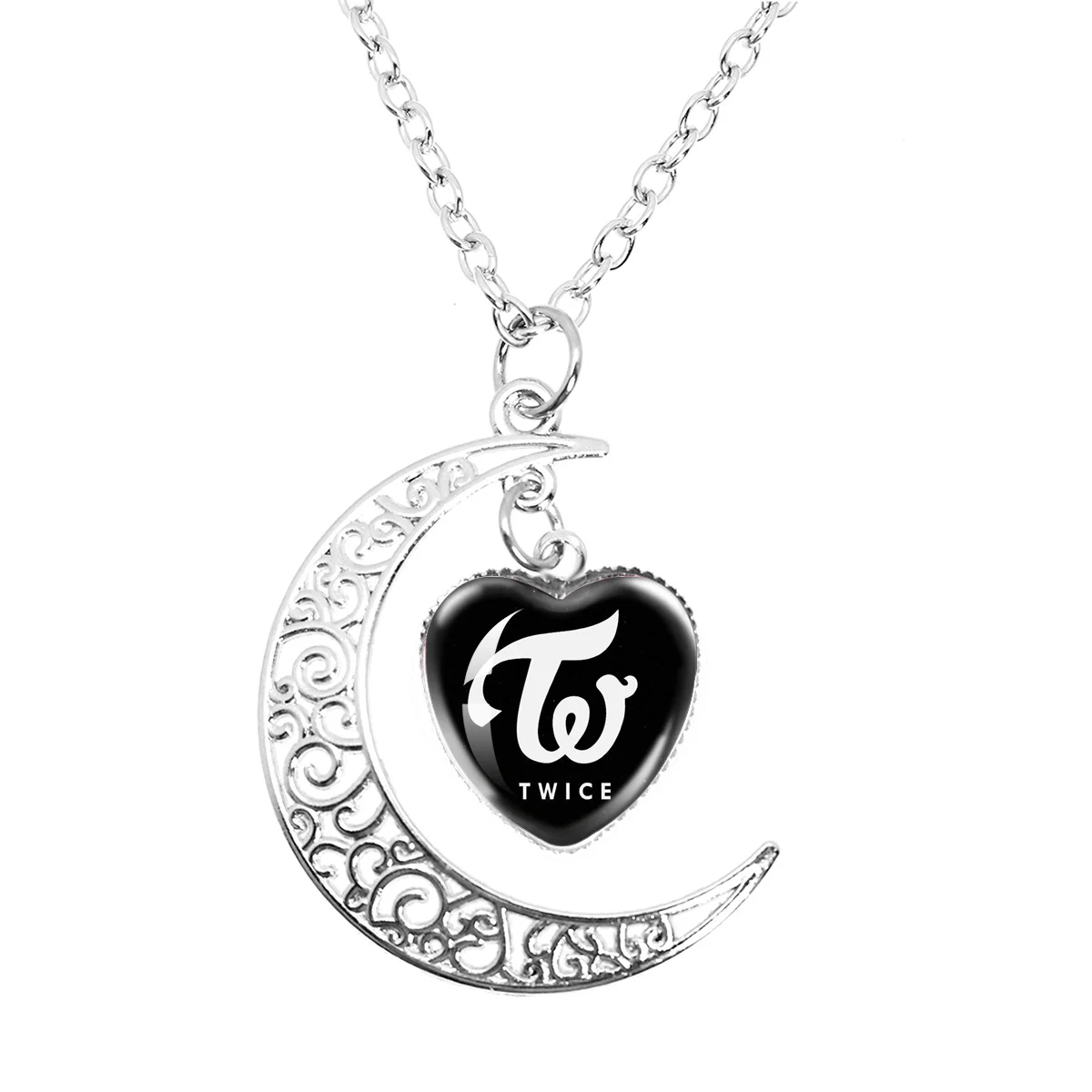 Twice CANDYBONG Z Logo Moon Necklace Gifts Heart Shape Women Fashion Men Charm Jewelry Girls Boy Accessories Party