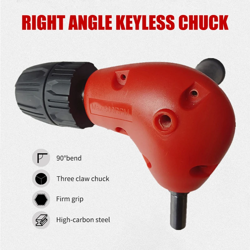 

Jaw Chuck Narrow Space Repair Tool Right Angle Drill Att 90 Degree Round Shank Right Angle Bend Extension Accessory Corner Three