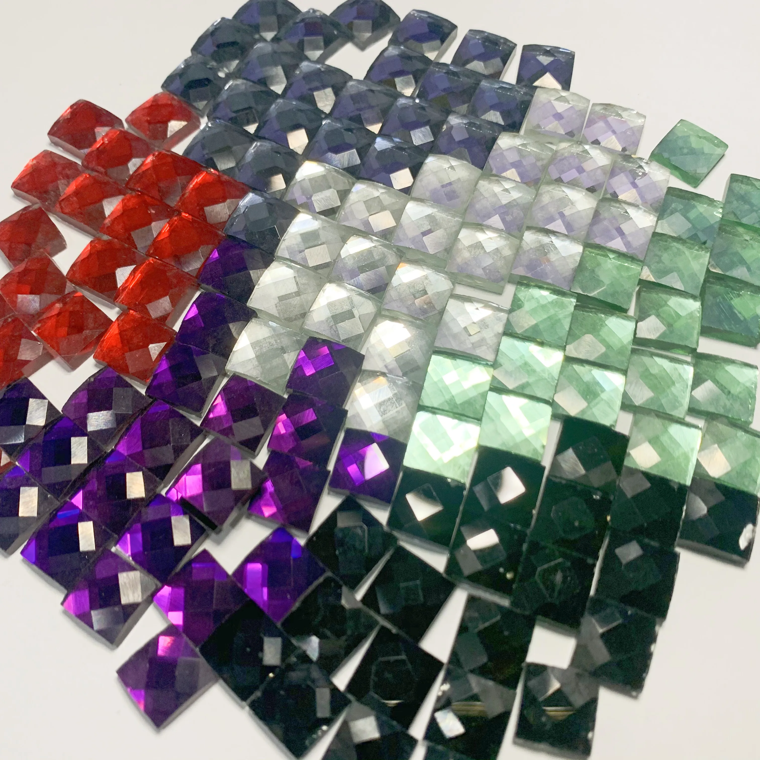 

Square Diamond Cutting Surface Glass Mosaic Stones, DIY Handmade Creative Decoration Accessories, 1cm, 50Pcs