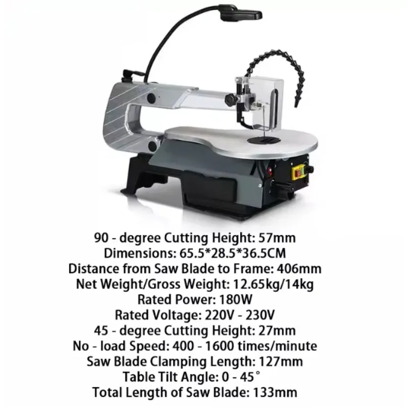 Electric Desktop Woodworking Band Saw Machine 1600RPM 133MM Curve Cutting Tool With 10 Linear Saw Strips For Metal Wood