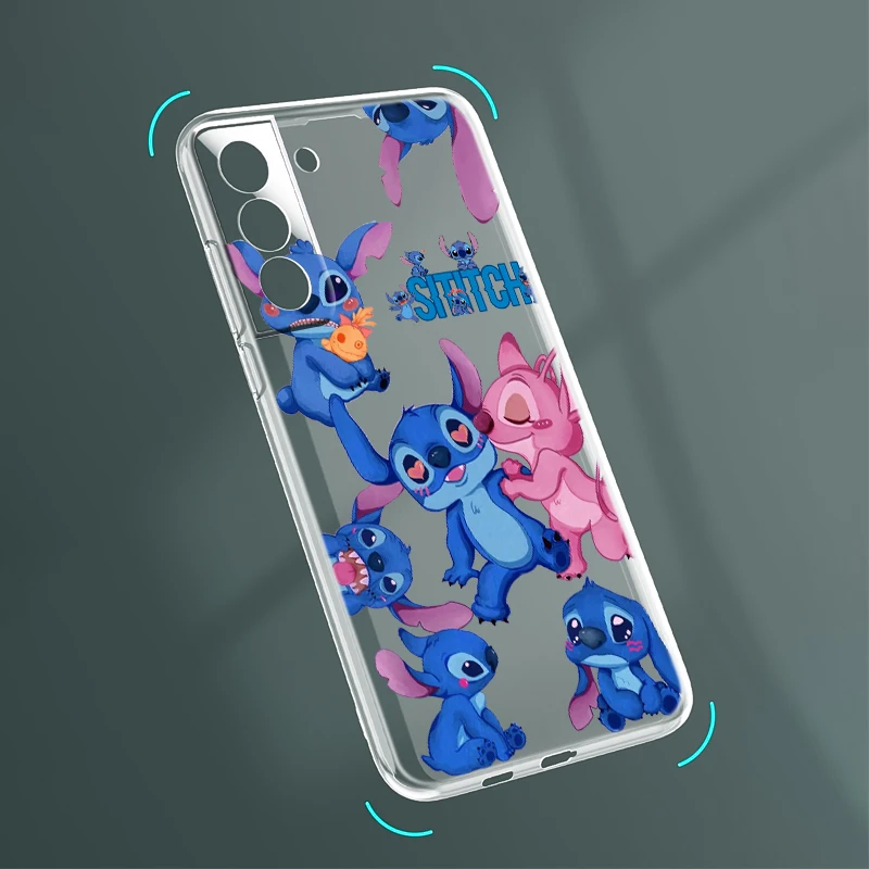 Disney Angel Stitch Lilo Para Samsung S23 S22 S21 Ultra S20 FE Pro Lite S10 S9 S8 Plus 5G Tampa transparente da caixa do telefone