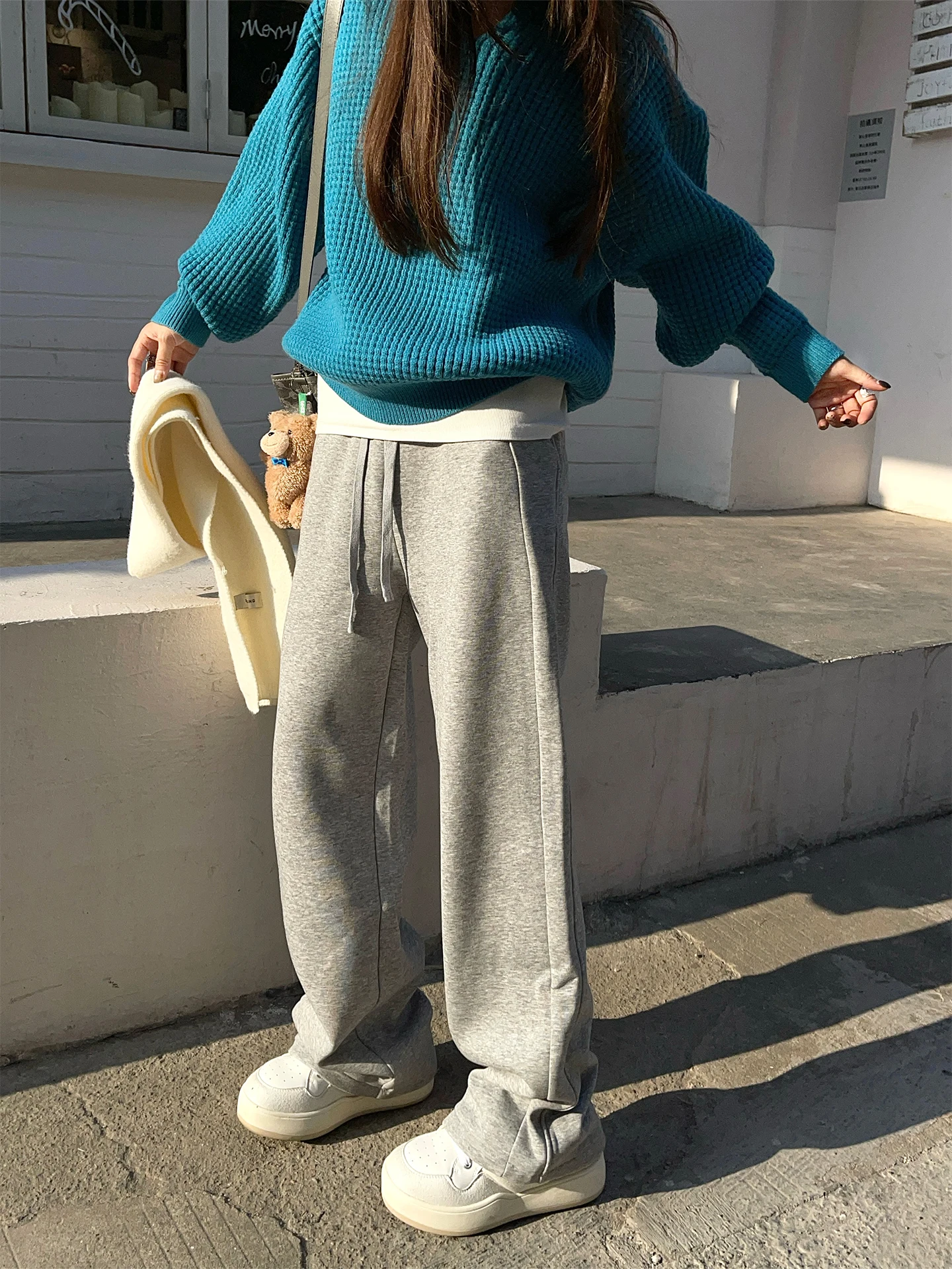 

Soft Fce Lined Wide Leg Casual Pants Women High Waist Loose Drapey Floor Length Slim Straight Tube Trousers Comfortable Fit