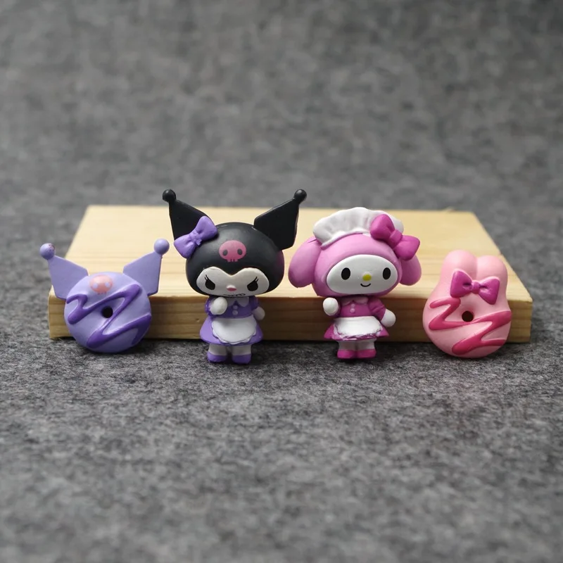 Kuromi Melody Cartoon Miniature Action Figures Ice Cream Cinnamoroll Doll Model Car Interior Desktop Ornament Accessories Toys