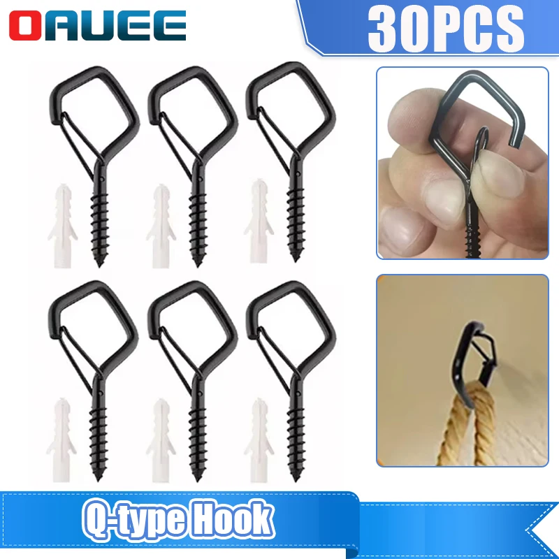 

Q-type Hook With Spring Buckle Self-tapping Screw Sheep Eye Screws Hooking Bolts for Wood Securing 10kg Anti-shedding Wholesale