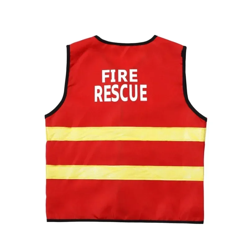 Costume d'Halloween de pompier rouge pour tout-petits, gilet de jeu imprimé, ensemble de déguisement