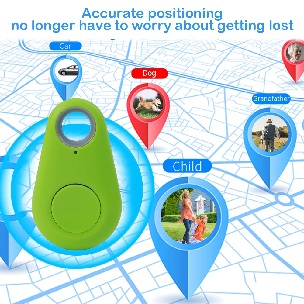 Smart GPS Water Drop Bluetooth Locator Anti-Lost Pet Kids Bag Keys Tag Alarm Reminder for IOS/ Android Compatible Finder Tracker