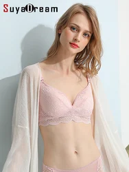 SuyaDream – soutien-gorge Push up en dentelle 100% soie naturelle, sous-vêtements fins rembourrés, blanc, rose, pour femmes