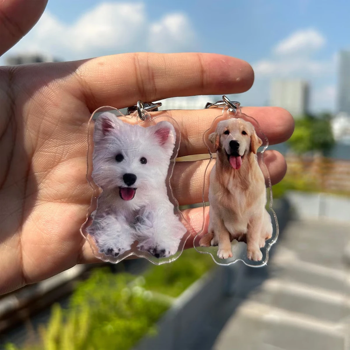 Customized Cat Keychain, Pet Portrait Keychain, Personalized Pet Photo Keychain, Cat Memorial Gift, Holiday Gift for Pet Lovers, Dog Keychain view 6