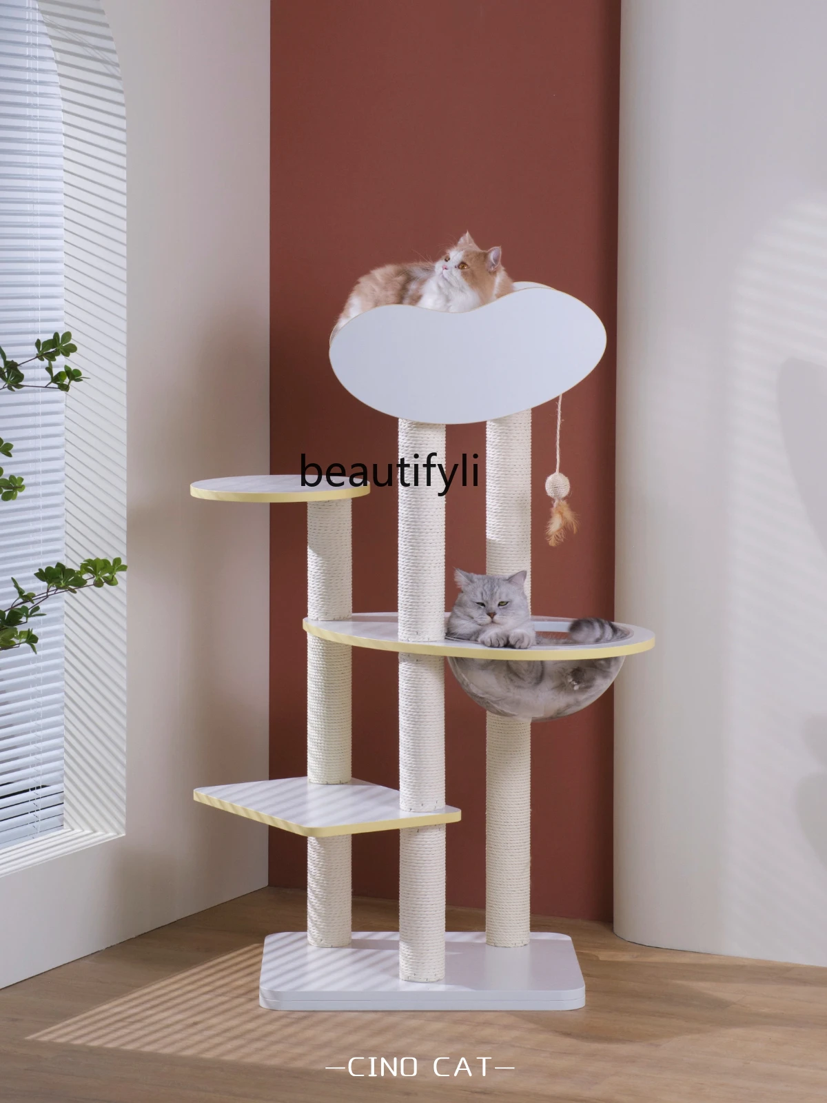 Solid Wood Cat Climbing Frame Nest Tree Integrated Paint-Free Shelf Summer Cool Cat Toy