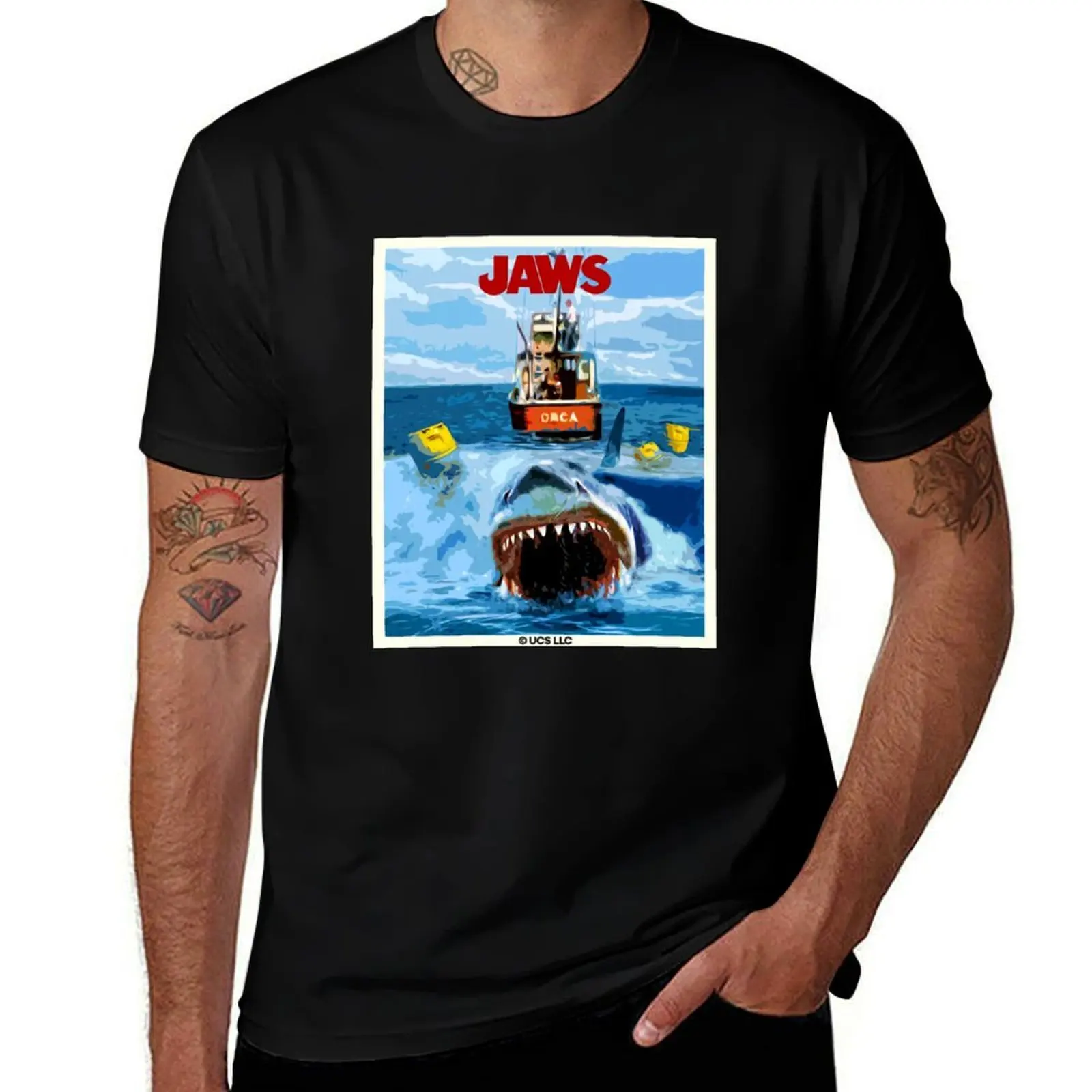 

Jaws movie retro. Birthday party gifts. Officially licensed merch. T-Shirt summer 2025 tops plus size tops vintage mens fashion