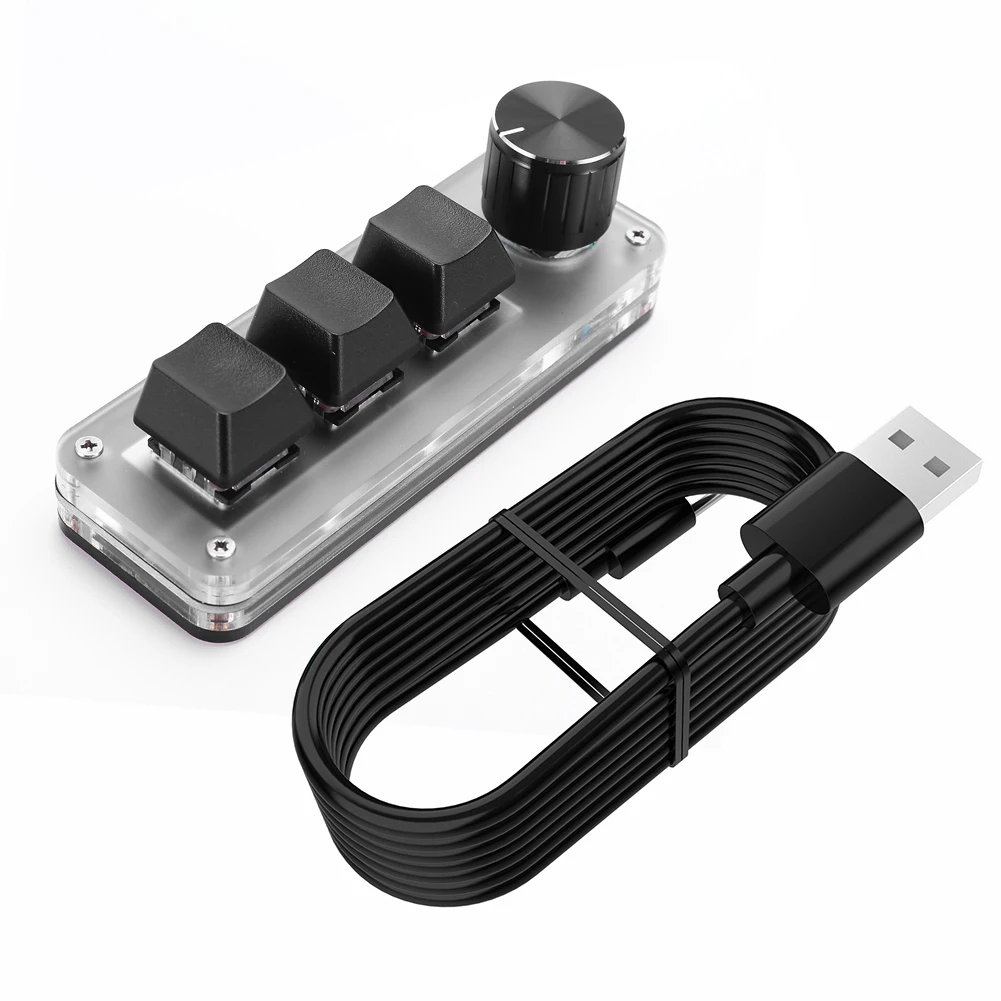 3 touches 1 bouton/4 touches de programmation Macro bouton personnalisé clavier rvb filaire USB copier coller Mini bouton commutateurs rouges Macropad mécanique
