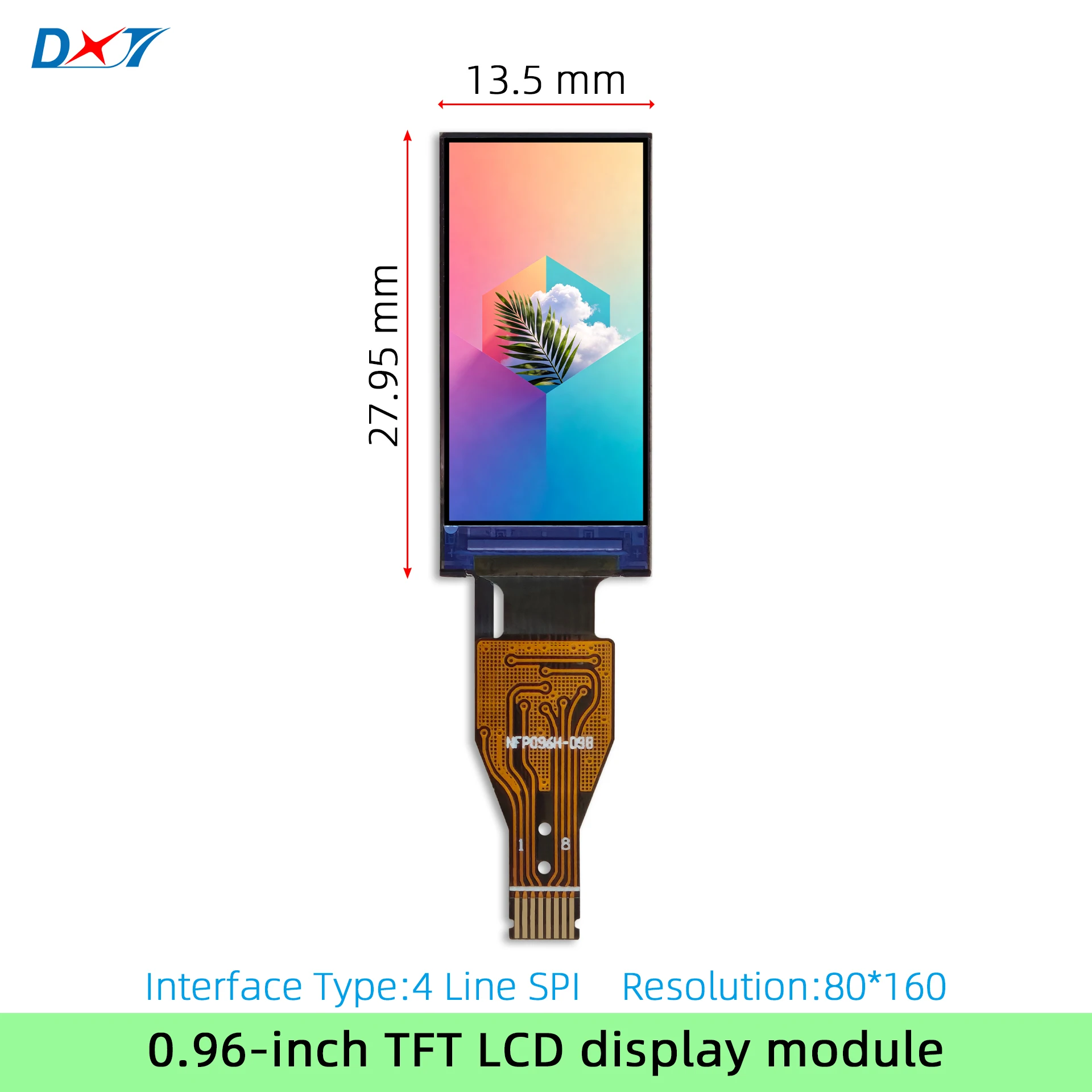 0.96-inch TFT LCD display module, 4-SPI interface, 80*160 resolution, N096-1608TBBIG09-C08