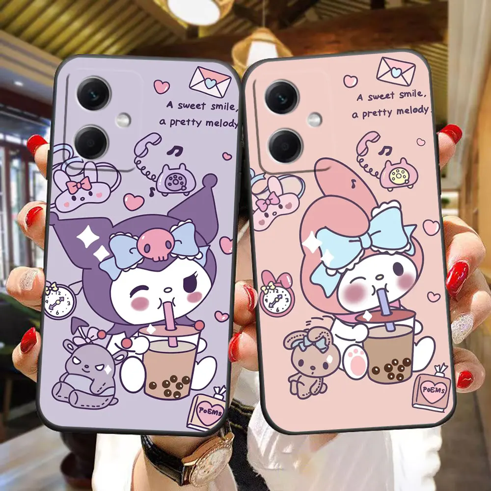 S-Sanrio K-Kuromi My Melody Phone Case For Redmi Note 13 12 12S 11 11T 11S 10 9 9S 8 8T 7 PRO 5G Silicone Case Funda Coque Shell