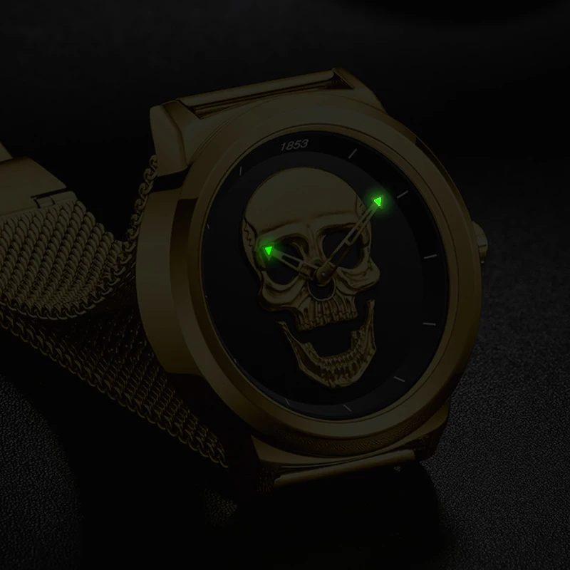 LIGE Top Brand Luxury Fashion Skull Men Watches with Stainless Steel Sports Waterproof Quartz Clocks Male Creative Wristwatch