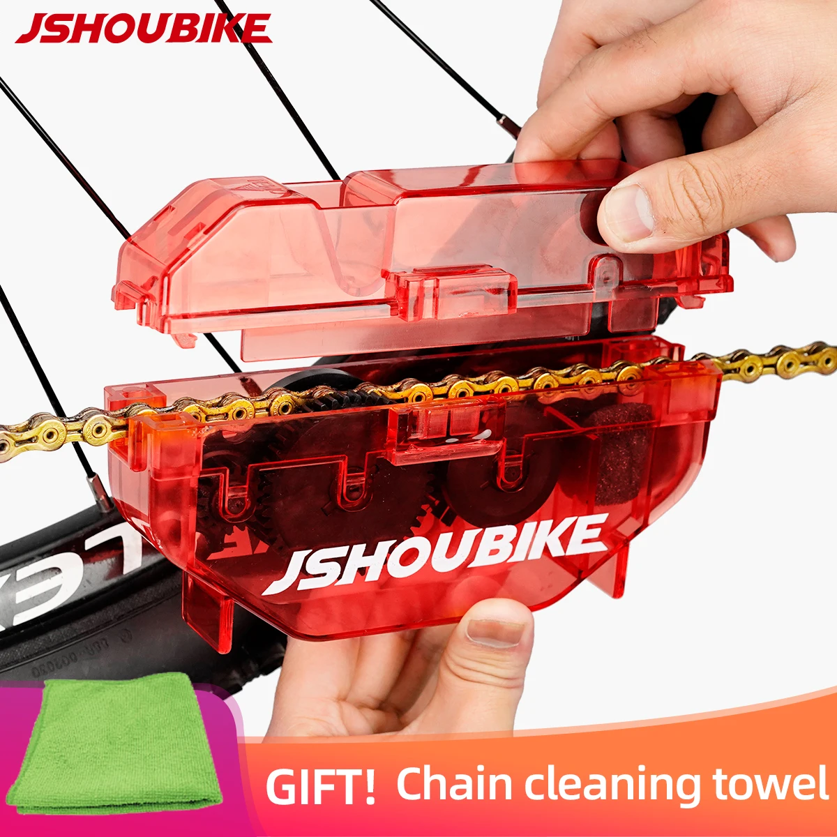 JSHOU BIKE Chain Cleaner Cleaning Bicycle Chain Brush Wash Tool Set MTB Bike Protection Oil Bike Chain for Mountain Bike Parts