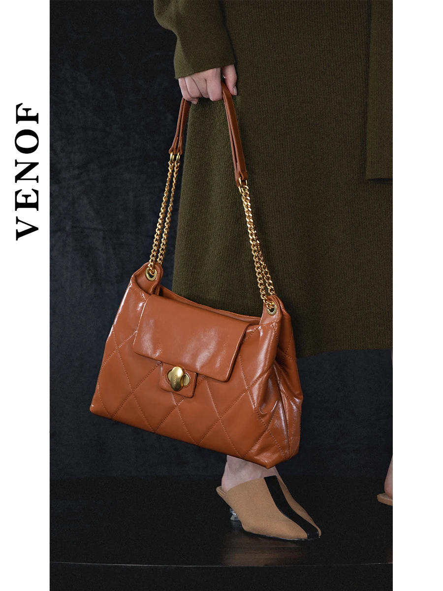 Venof Luxury Chain Bag 100% Soft Cow Leather Original Design High Quality Women Crossbody Bag Office Commuting Shoulder New bag