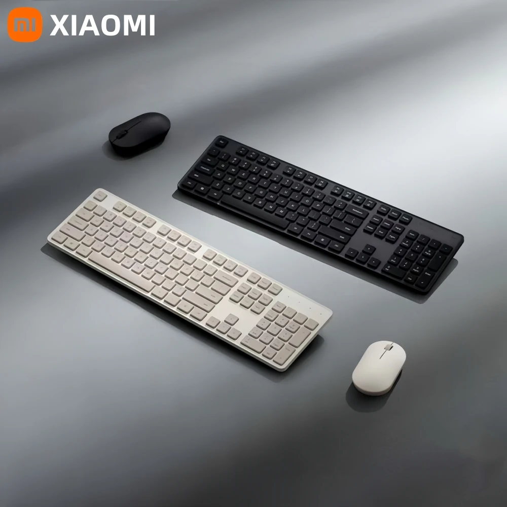 

XIAOMI Keyboard Mouse Set 2 for Office Computer 2.4GHz Wireless Portable Black Minimalist 104 Keys USB Thin Keyboards