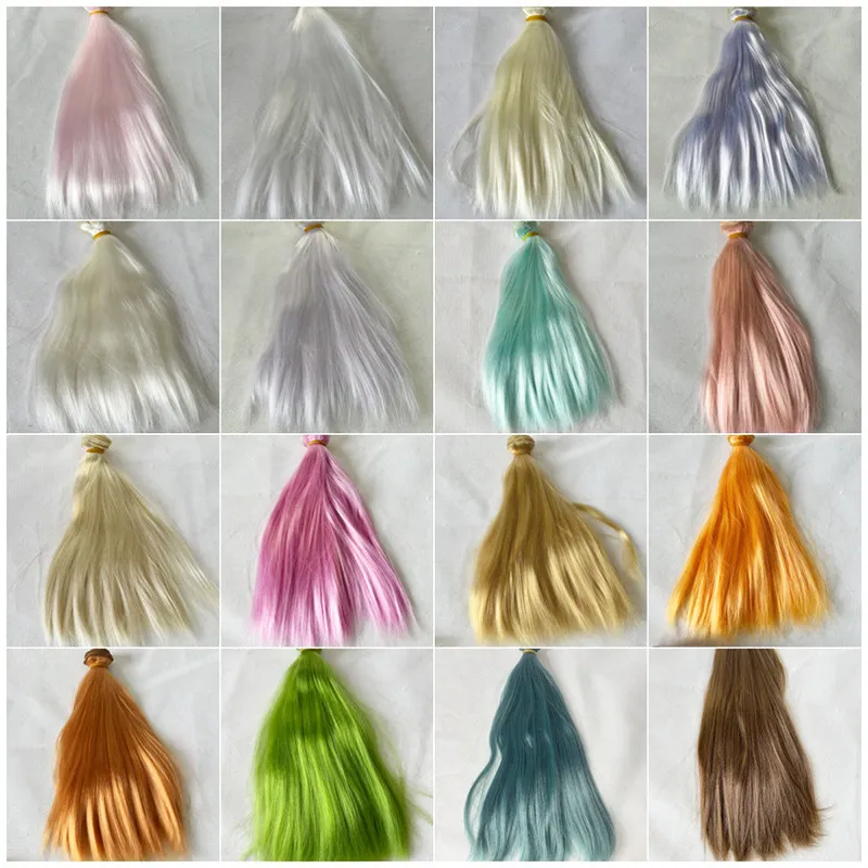 Doll Hair 7cm 15cm 25cm 35cm Hair Raw Synthesis Milk Silk Anti-Mohair Wig Fake Hand Hook Transplant Material Reboot Doll Wig