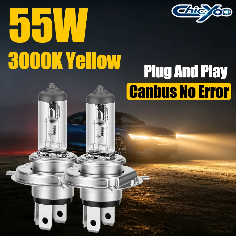 2PCS Canbus No Error H7 H4 H1 Halogen Headlight Bulbs 55W 3000K Yellow H11 H8 H9 9005 HB3 9006 HB4 Front Light Plug and Play 12V