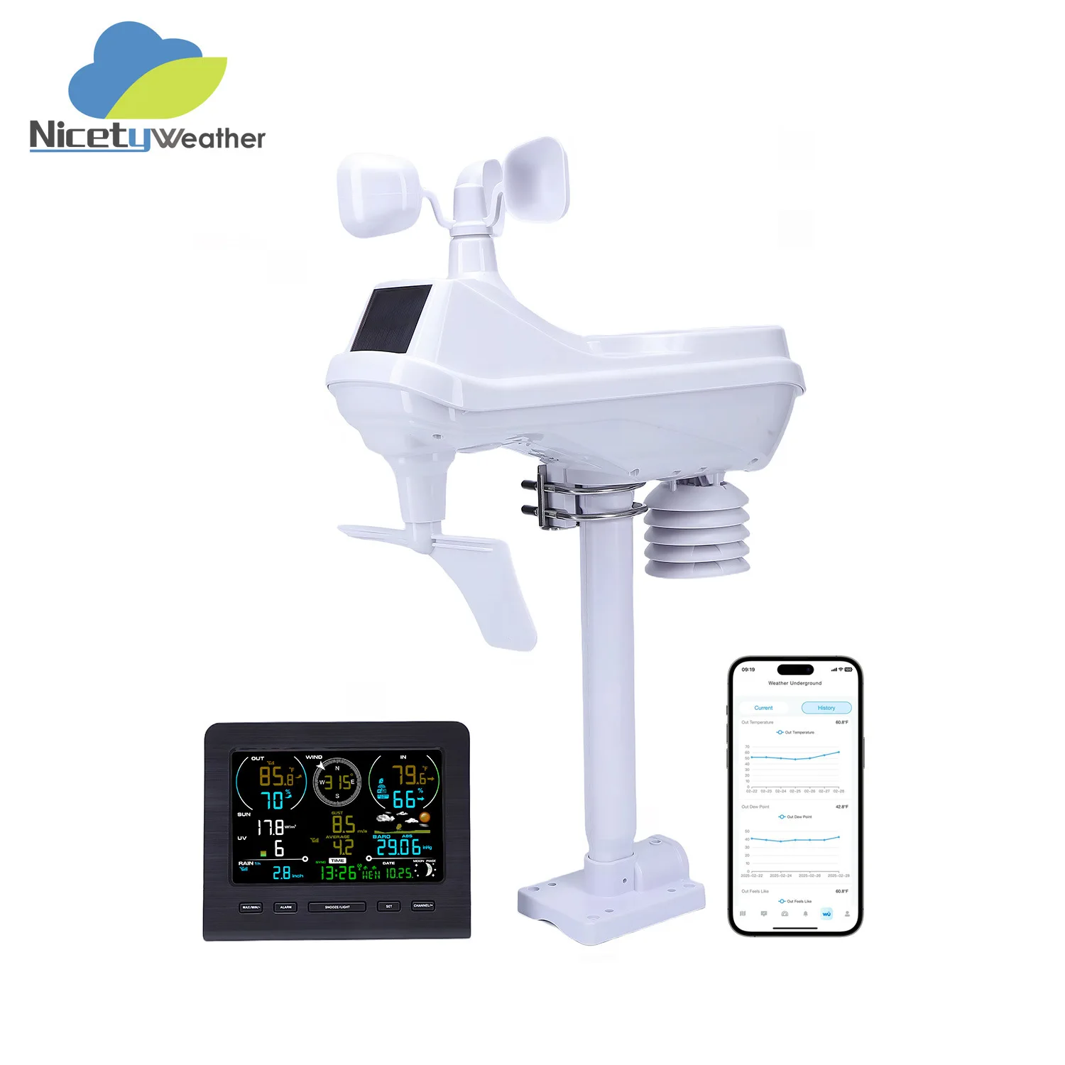 

Wireless Weather Station | All-in-one Function + Temperature And Humidity/wind Speed And Rainfall Monitoring Remote Forecast