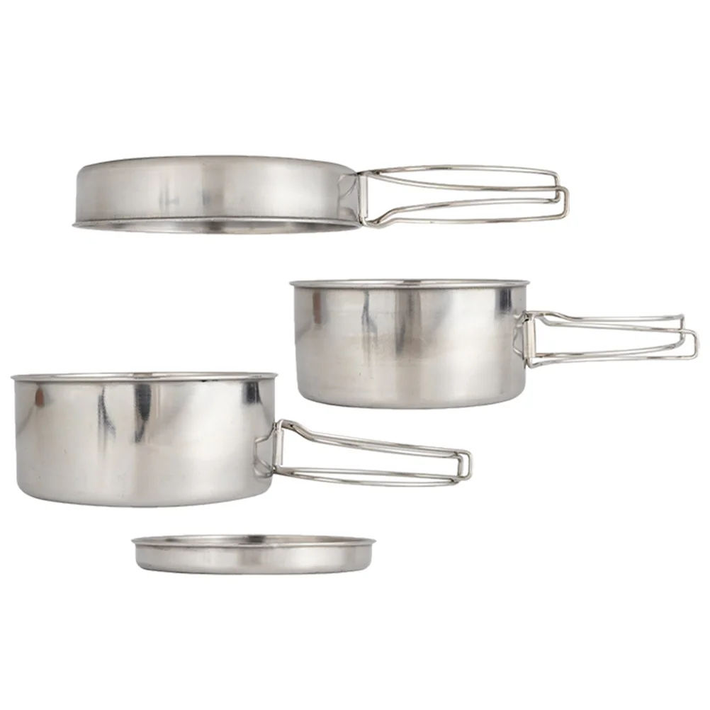 

1Set Portable Stainless Steel Camping Cookware Pot Pan Set Lightweight Durable Outdoor Cooking Utensils for Hiking Picnic Bbq
