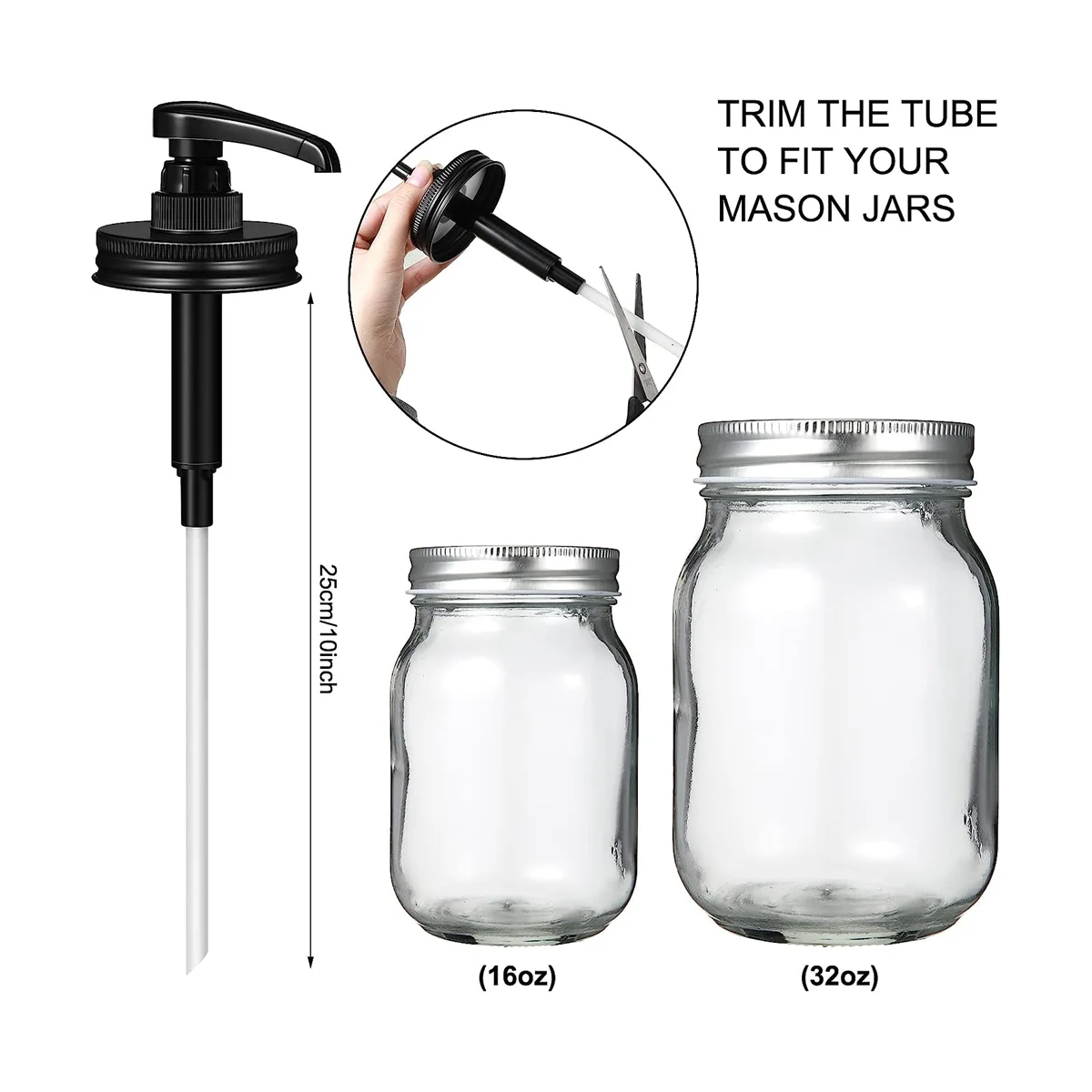 Canning Jar Syrup Dispenser Coffee Syrup Dispenser Pump Lids,For 16 Oz Regular Mouth Canning Jars