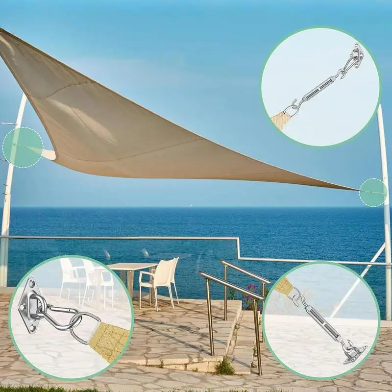 Sun Shade Sail Hardware Kit Sail Shade Hardware Kit Stainless Steel Accessories Fixing Set For Rectangle Triangle Canopy