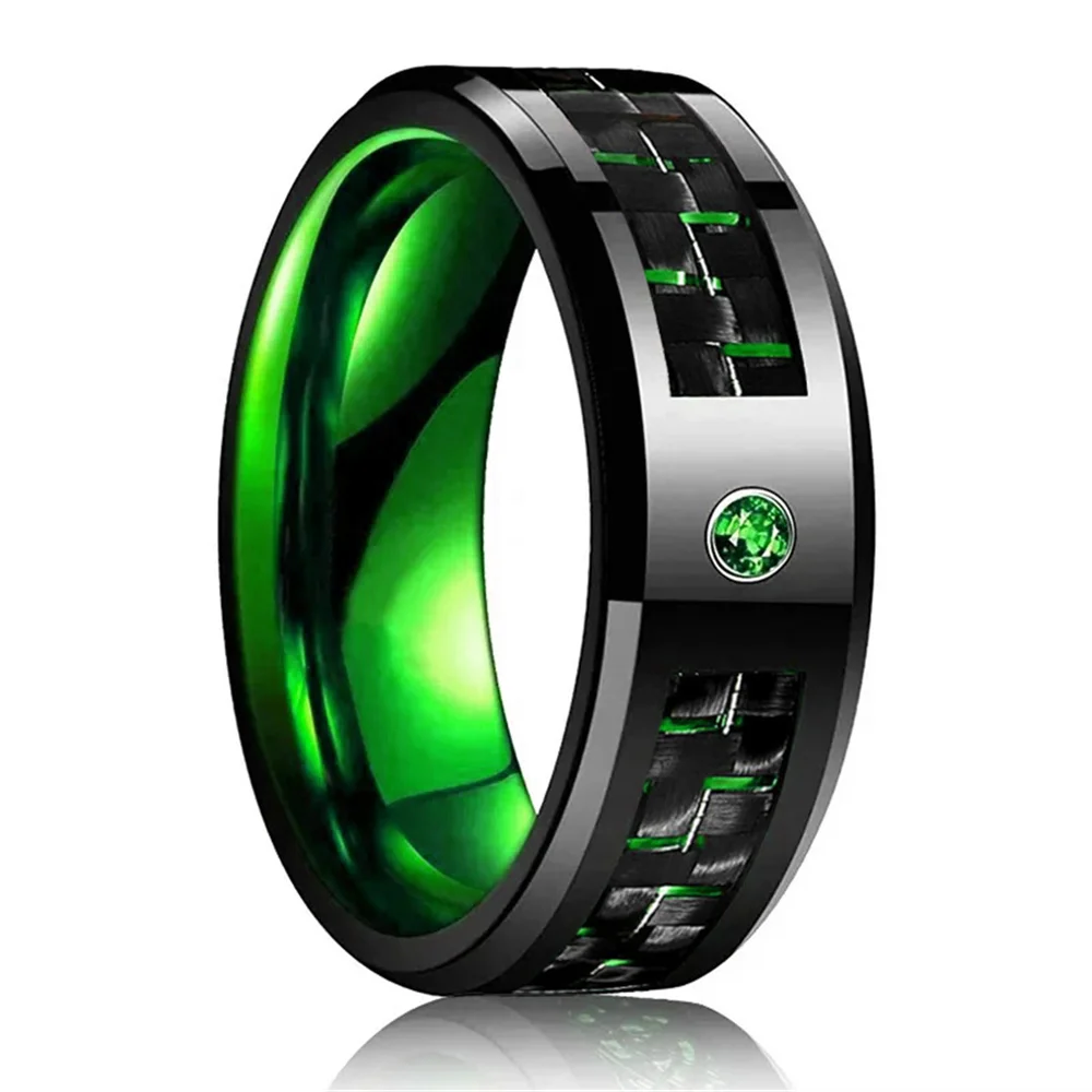 Men's Stainless Steel Celtic Dragon Inlay Ring