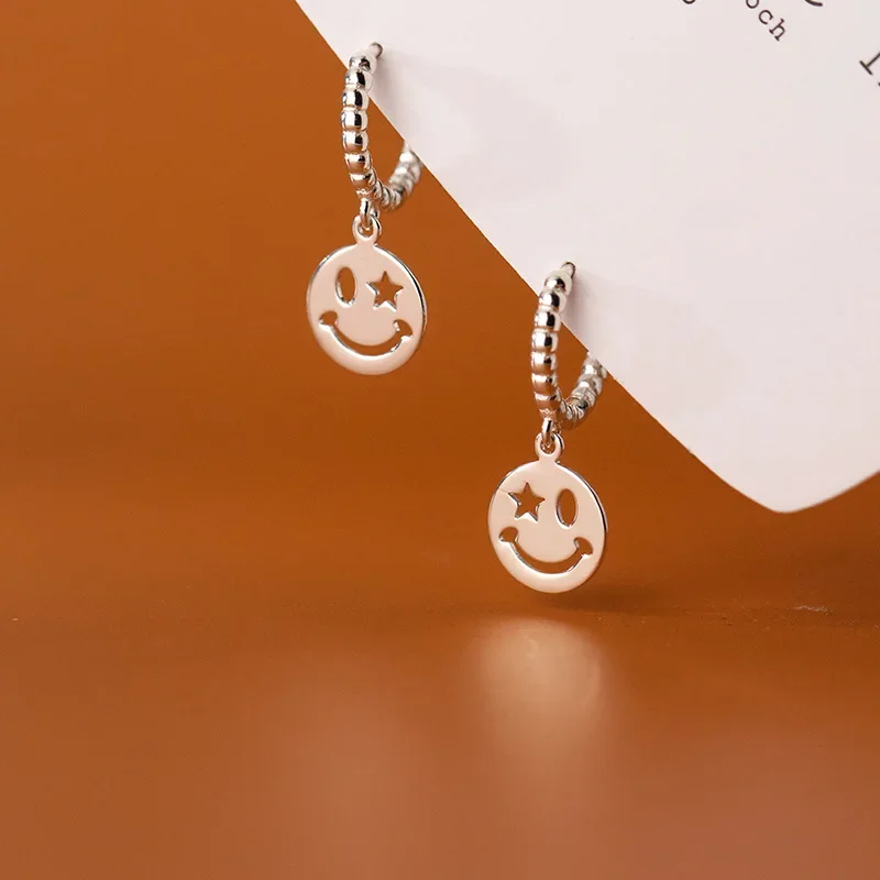 Fashion Minimalism Happy Smiling Round Tassel Drop Earrings for Women Smiling Star Rock Punk Party Jewelry Accessories Orecchini