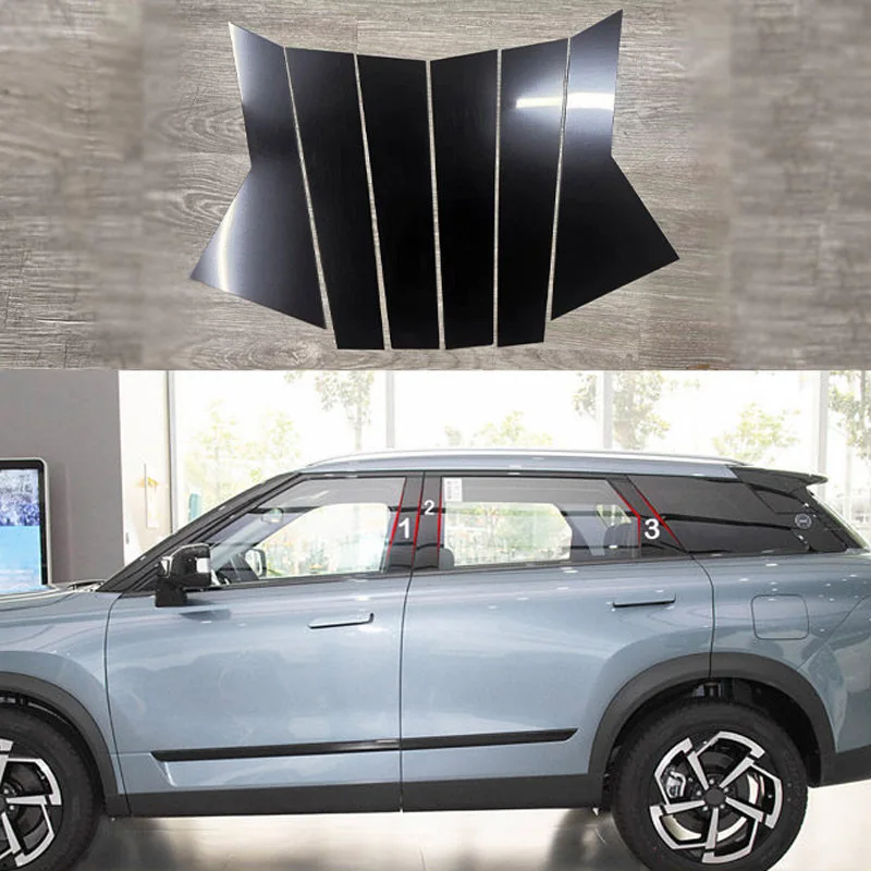 For JAECOO J7 2023 2024 2025 Car Door Window B Pillar C Pillar Trim Decorative Frame Sticker protective Strip Accessories Kit
