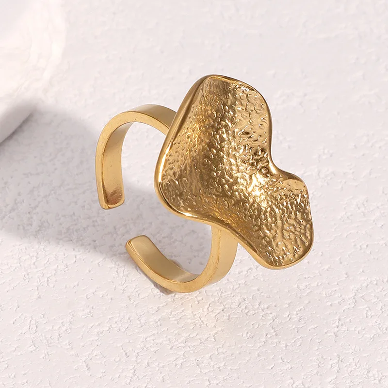 Minimalist Irregular Heart Rings for Women Gold Color Stainless Steel Geometric Heart Wedding Christmas Jewelry Gift