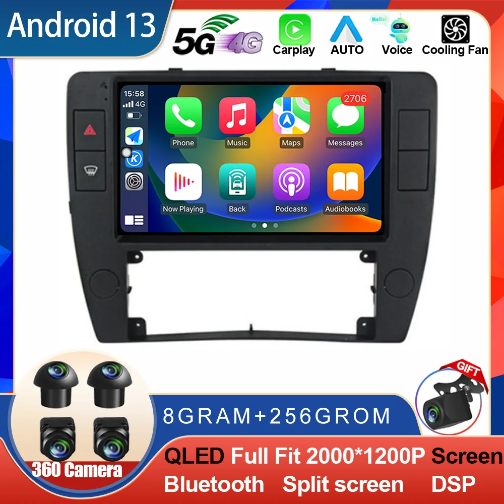 

9" Android 13 Car Radio Multimedia Autoradio For VW Passat B5 2000 - 2005 CarPlay 4G GPS RDS HD Recorder 360 Camera NO 2 Din DVD