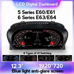 New Linux  Automotive LCD Digital Instrument Cluster For BMW 5 Series E60 E61 6 Series E63 E64 CCC CIC System Speed Fuel Display