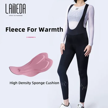 LAMEDA women cycling bib pants tight 5-15℃ winter autumn warm fleece MTB road bike overalls bicycle bottoms