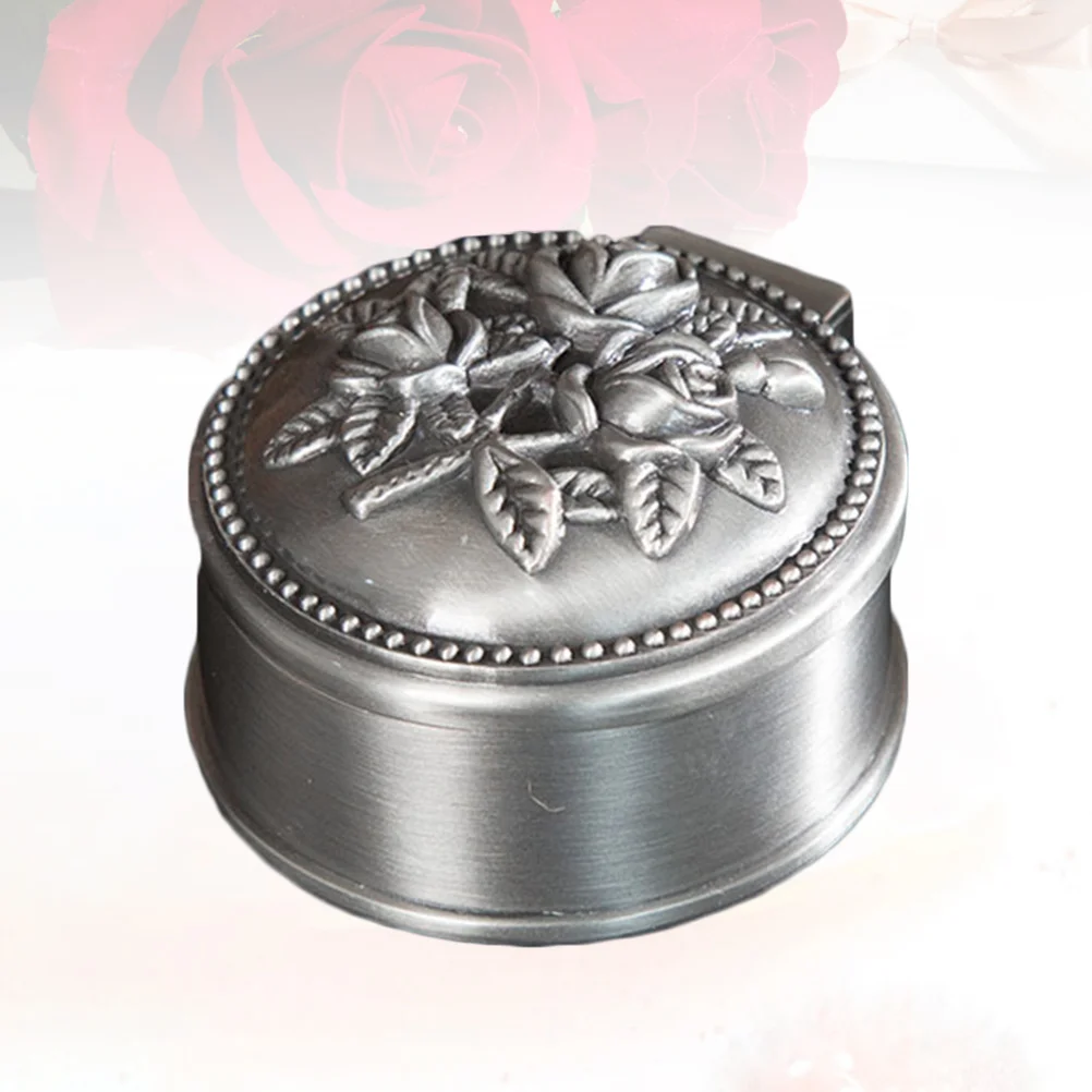 Vintage Mini Trinket Box Alloy Jewelry Holder Elegant Flower Pattern Organizer Storage Container for Necklace Bracelet Earrings
