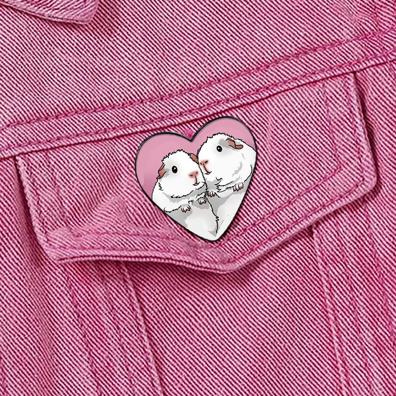 Guinea pig Love pin Funny Brooches Shirt Lapel Cute Badge Cartoon Jewelry Gift for Lover Girl Friends